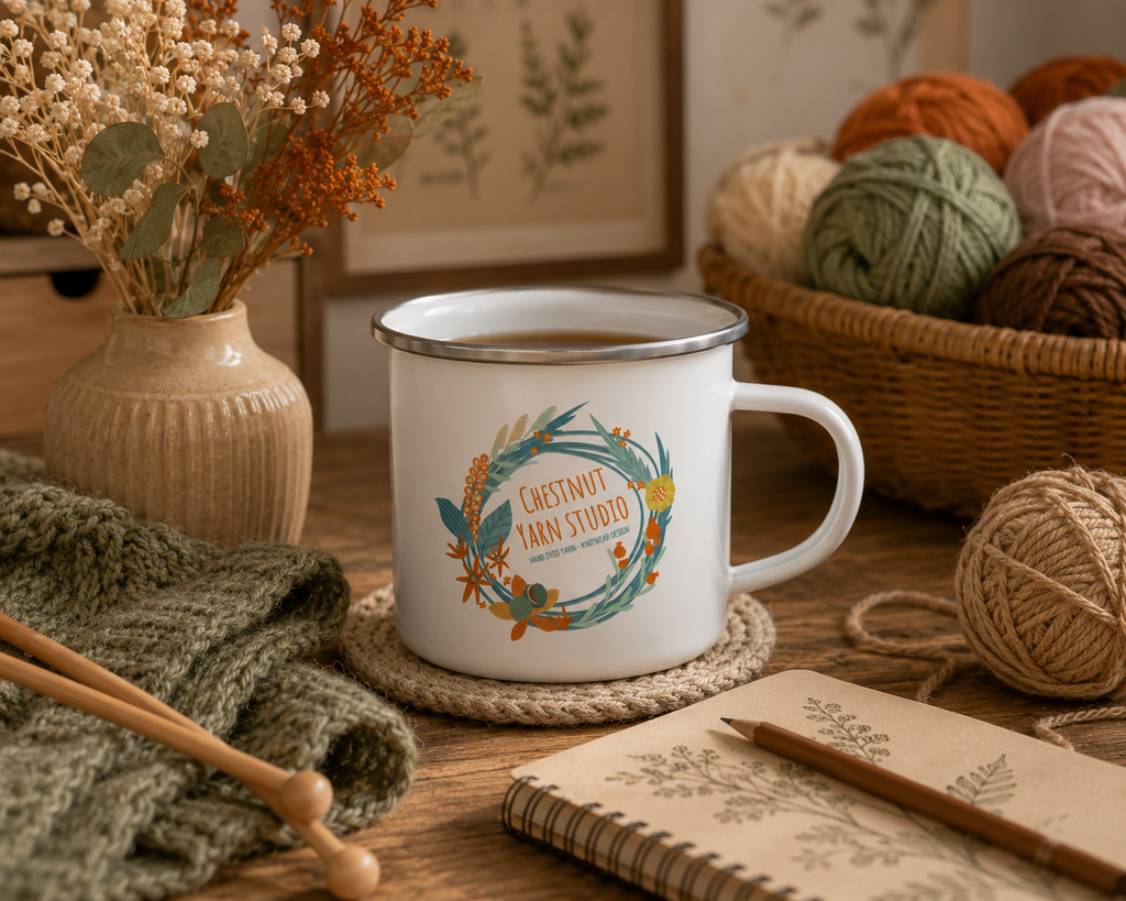 Chestnut Yarn Studio Enamel Mug