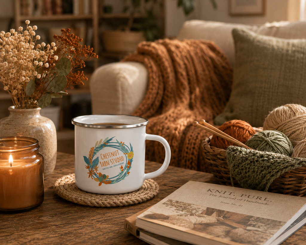 Chestnut Yarn Studio Enamel Mug