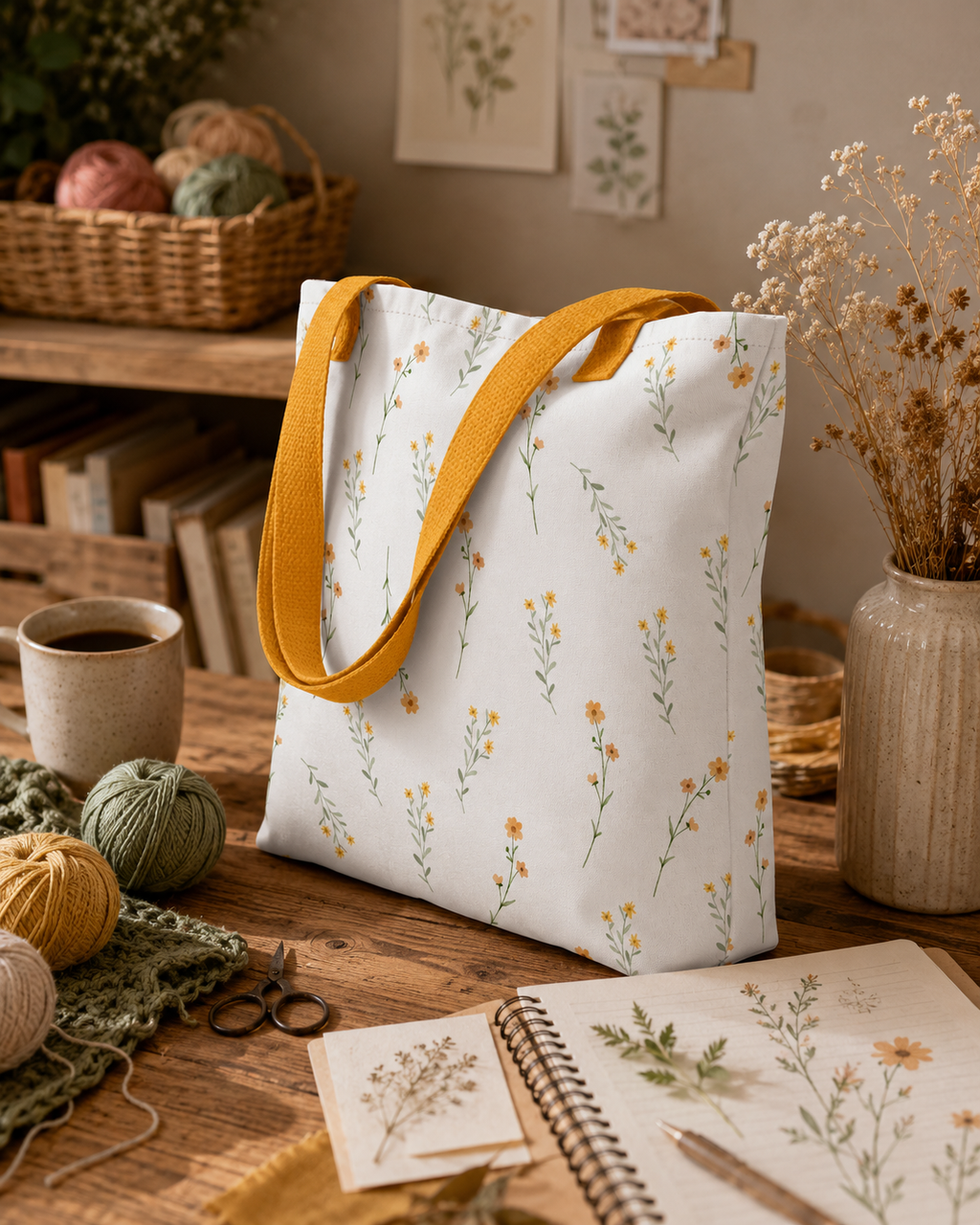 Yellow wildflower Project bag.