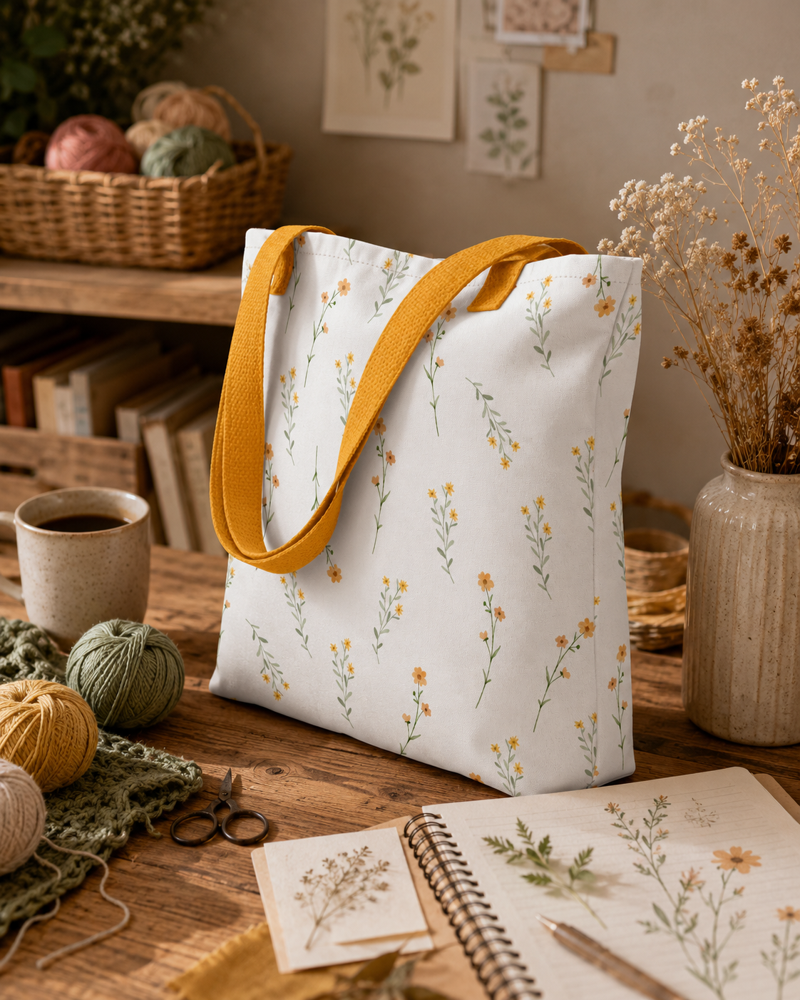 Yellow wildflower Project bag.