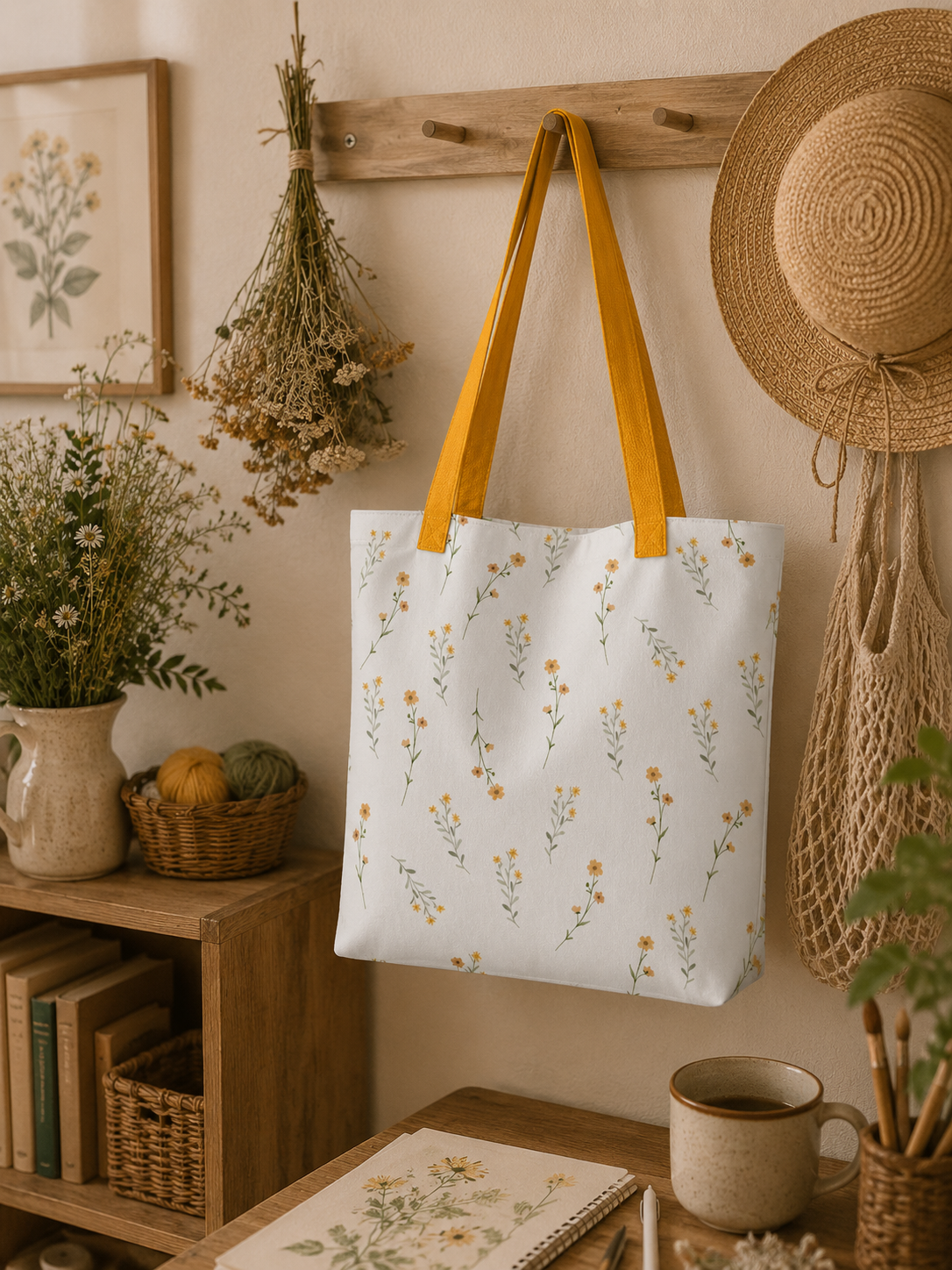 Yellow wildflower Project bag.