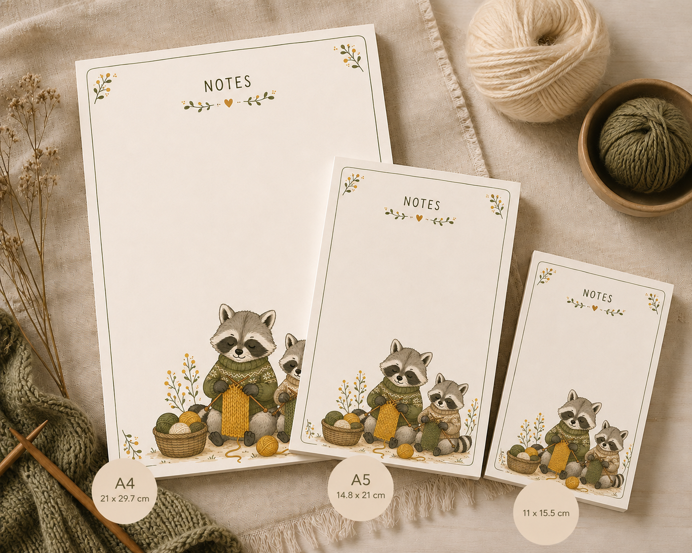 Knitting racoons Notepad