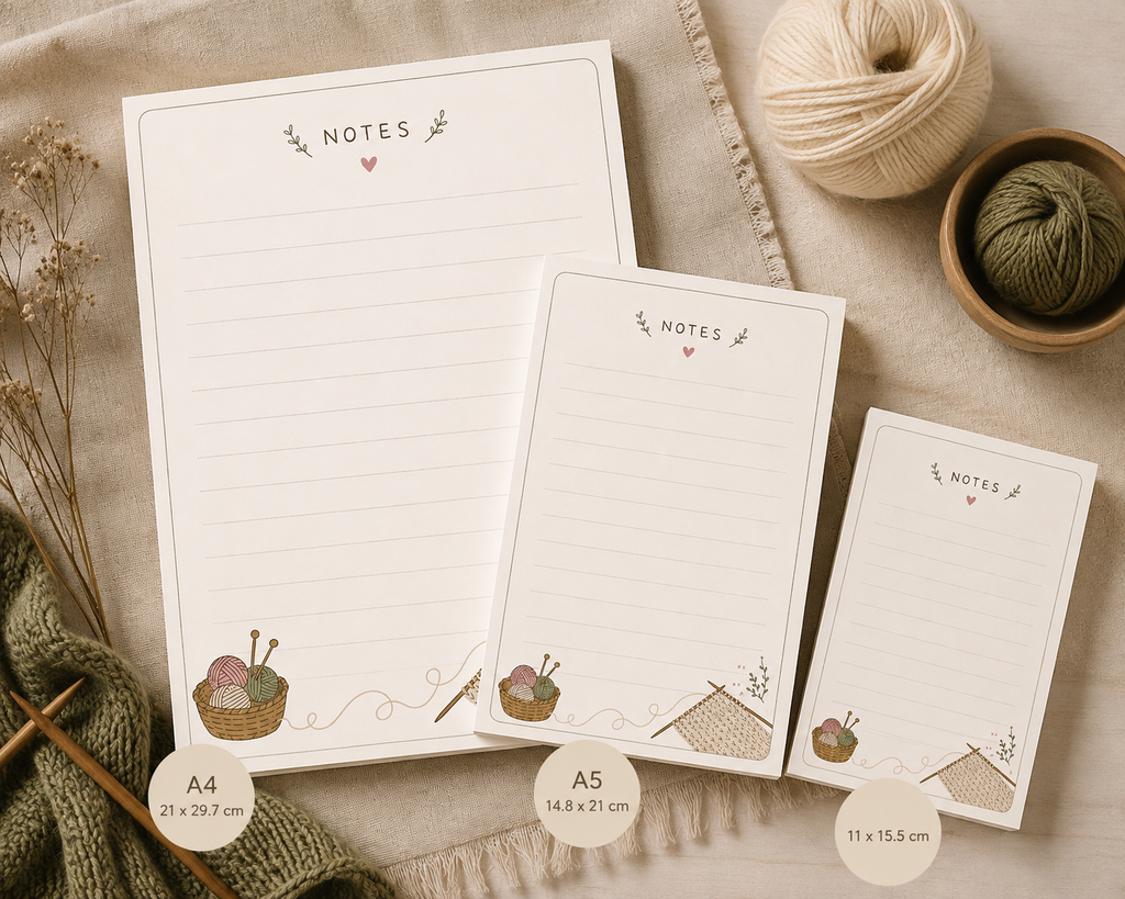 Knitting notes Notepad