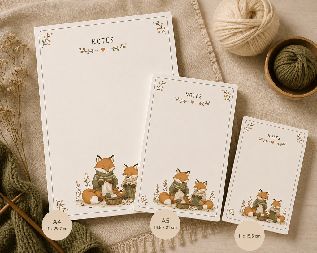Knitting foxes  Notepad