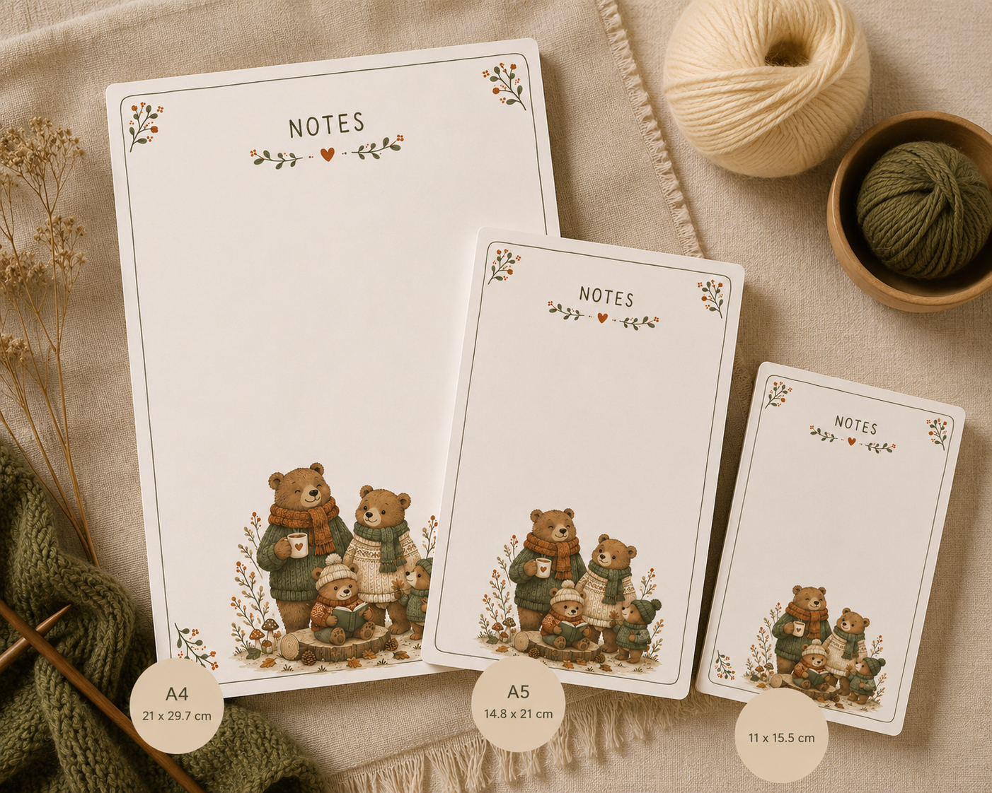 Knitworthy bear family Notepad