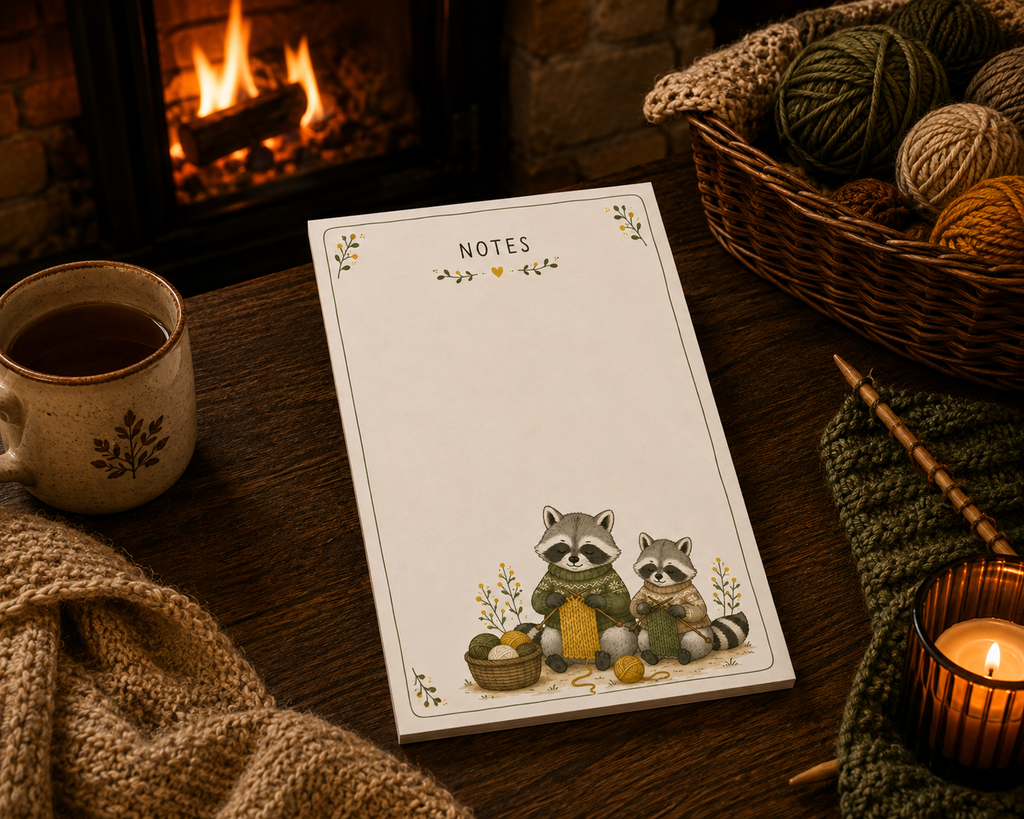 Knitting racoons Notepad
