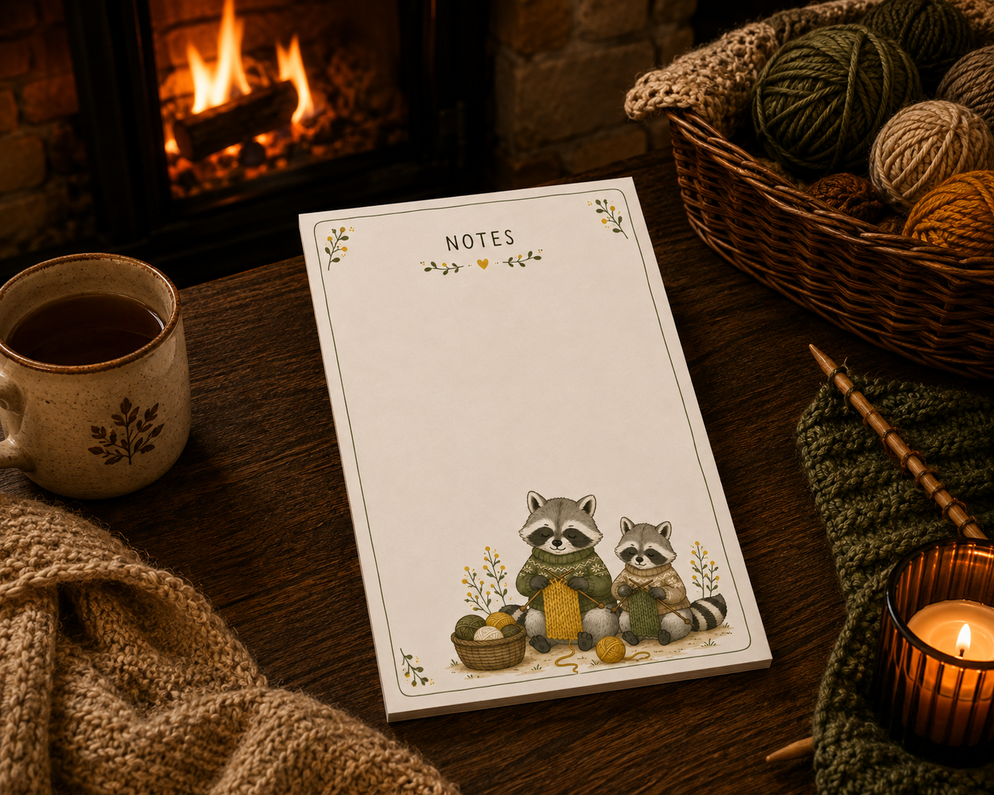 Knitting racoons Notepad