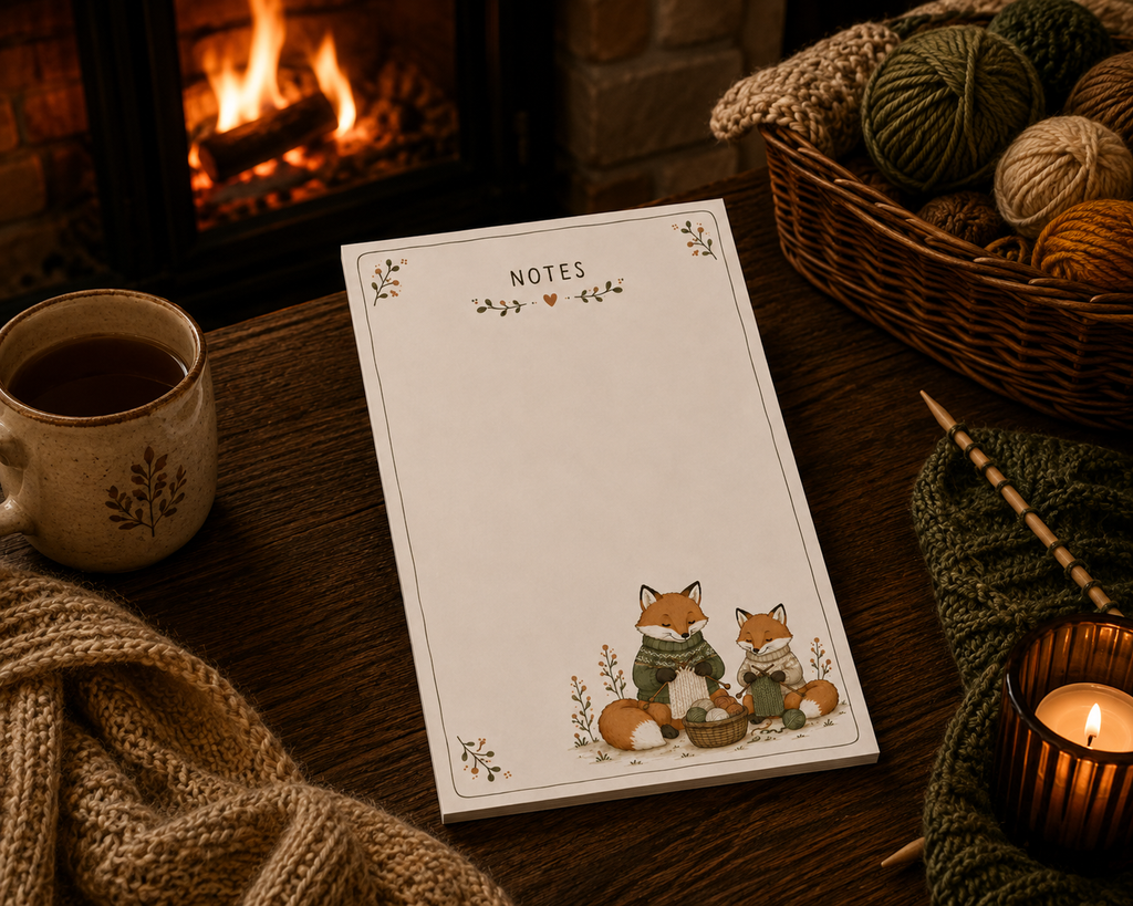 Knitting foxes  Notepad