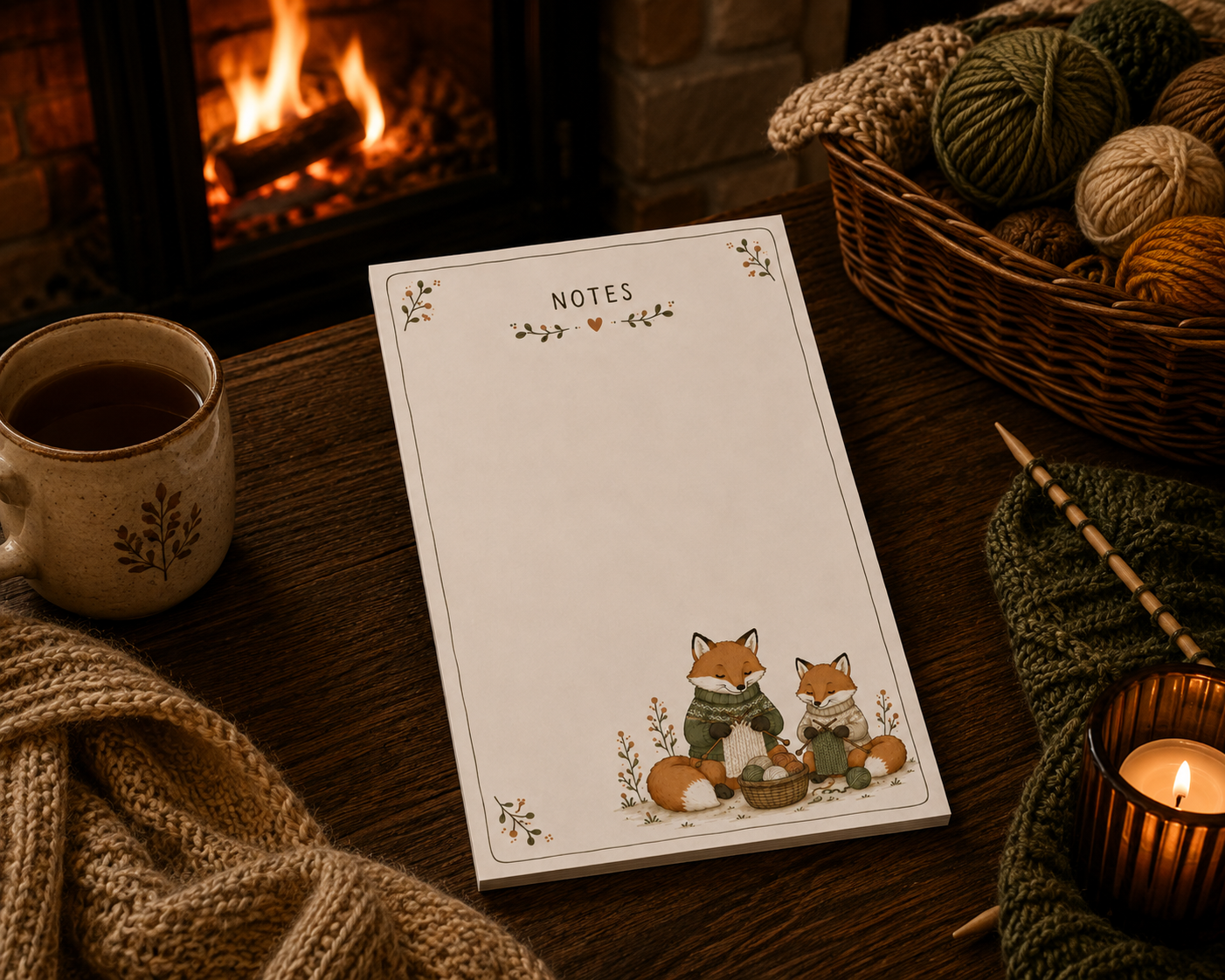 Knitting foxes  Notepad