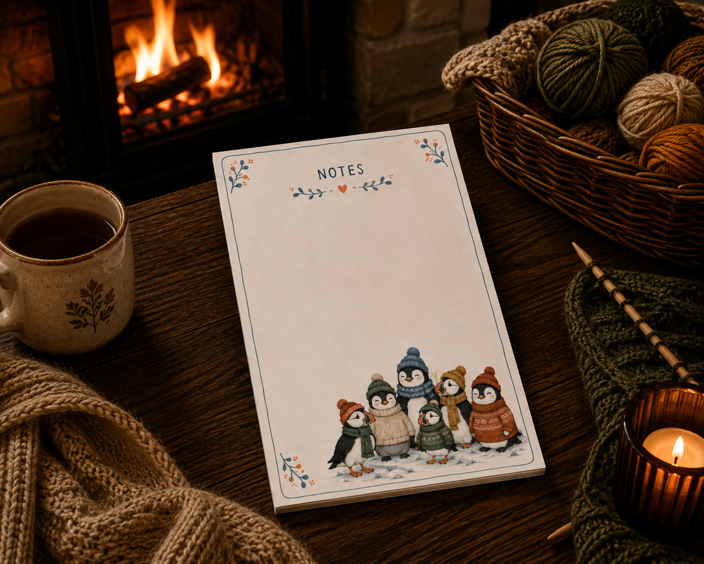 Knitworthy penguins and  puffins Notepad