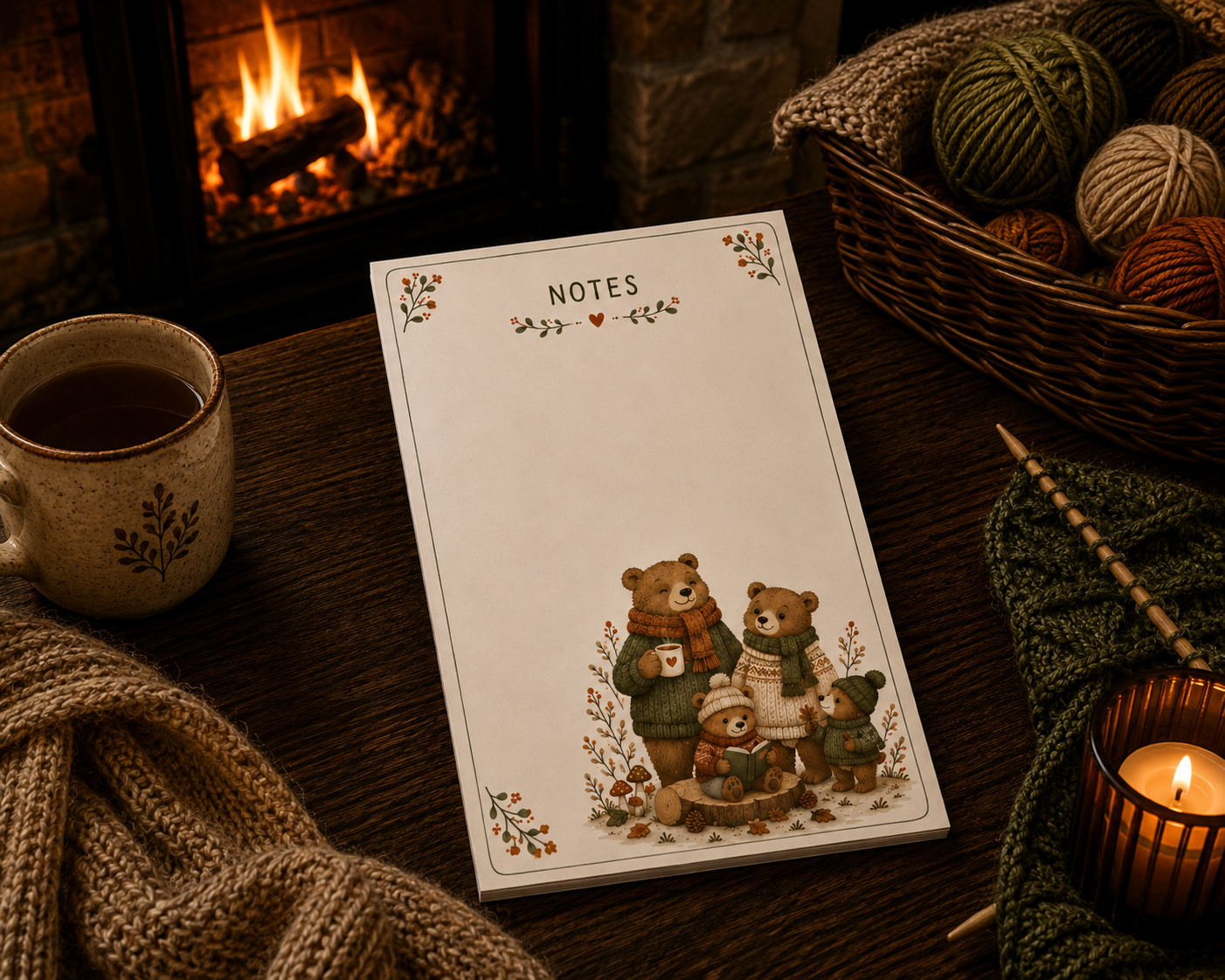 Knitworthy bear family Notepad