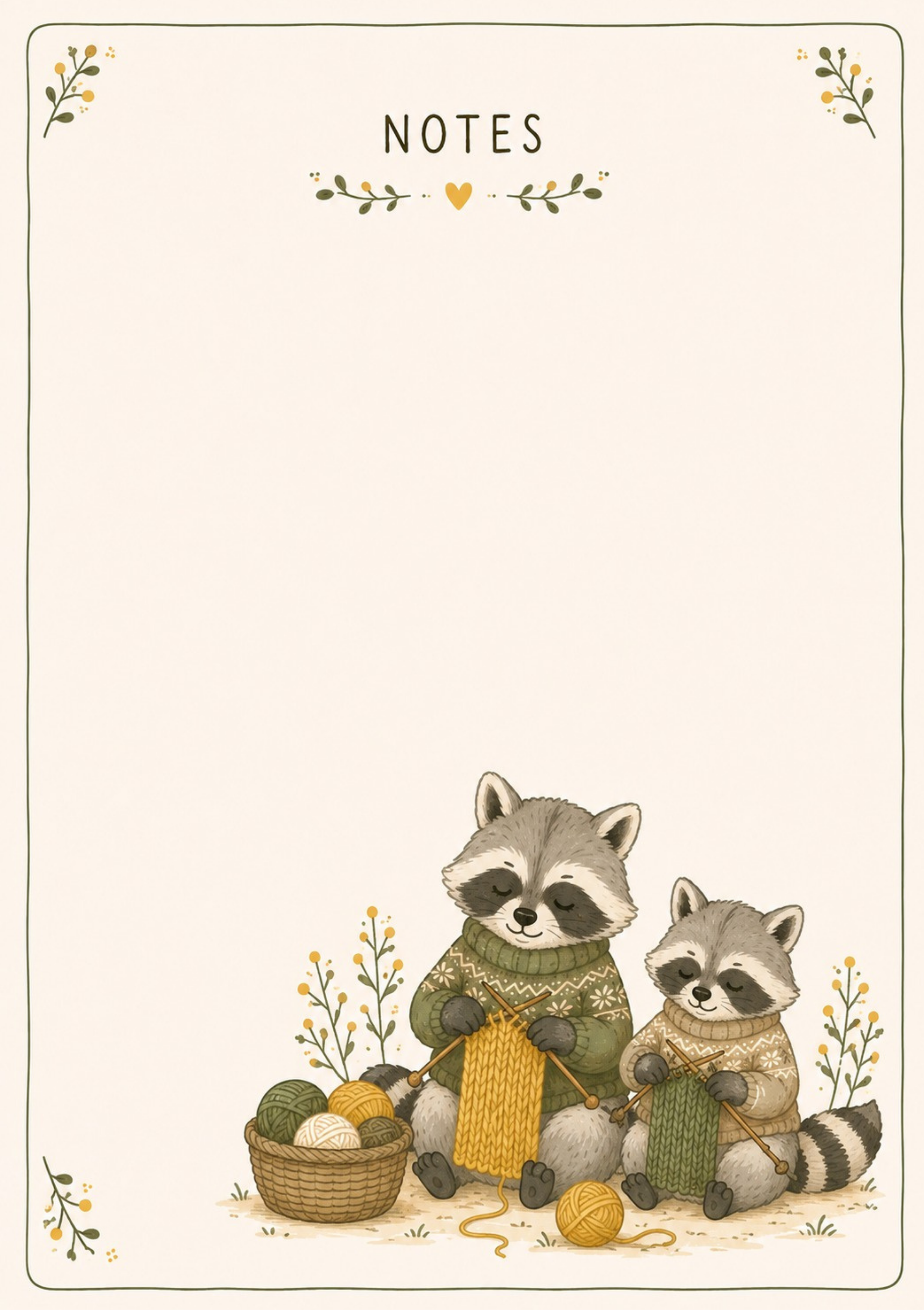 Knitting racoons Notepad