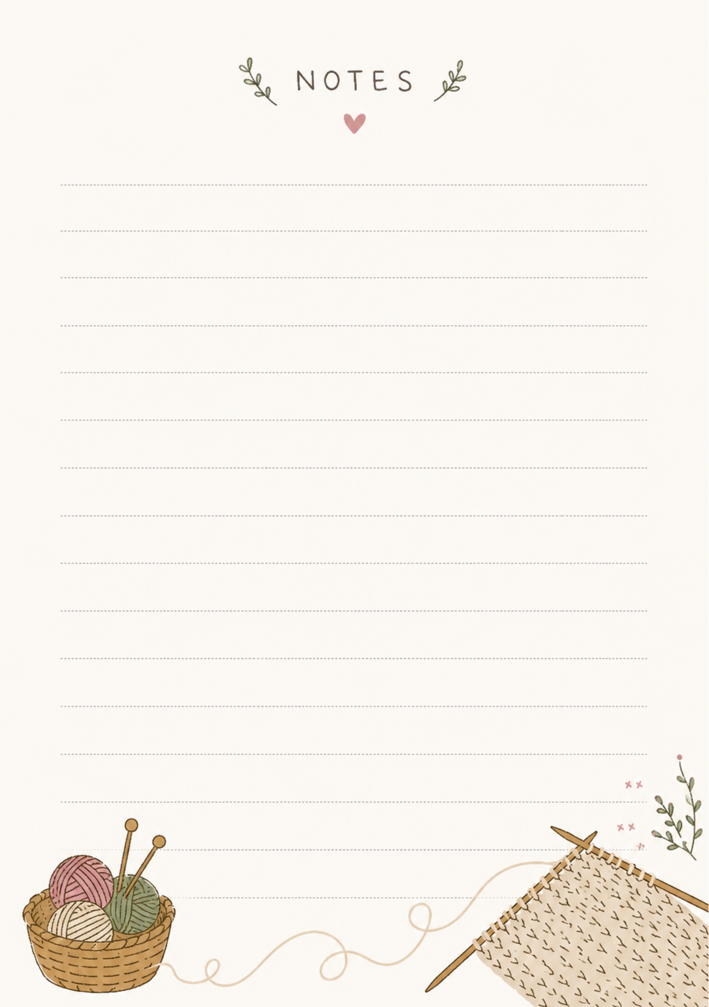 Knitting notes Notepad