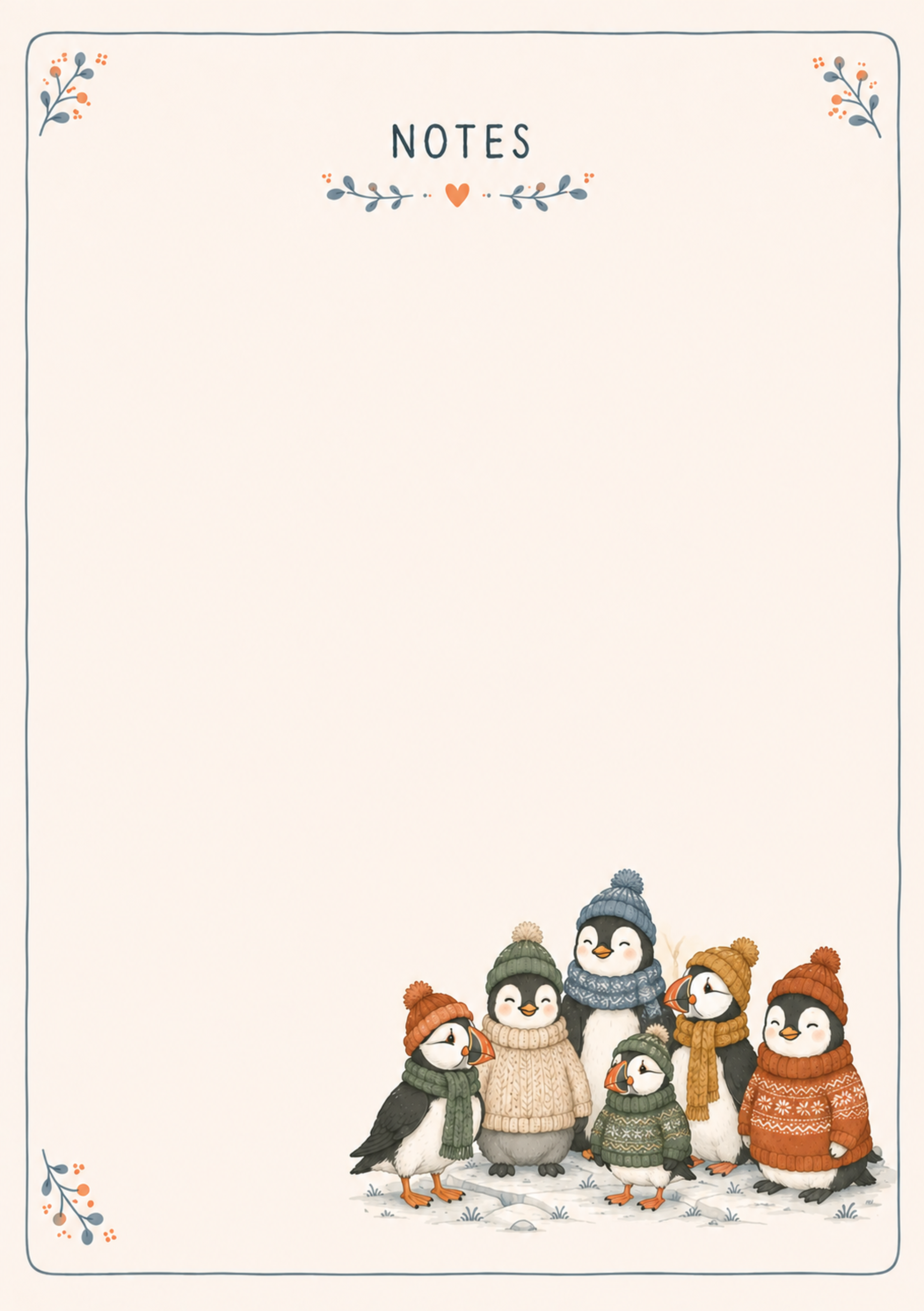 Knitworthy penguins and  puffins Notepad
