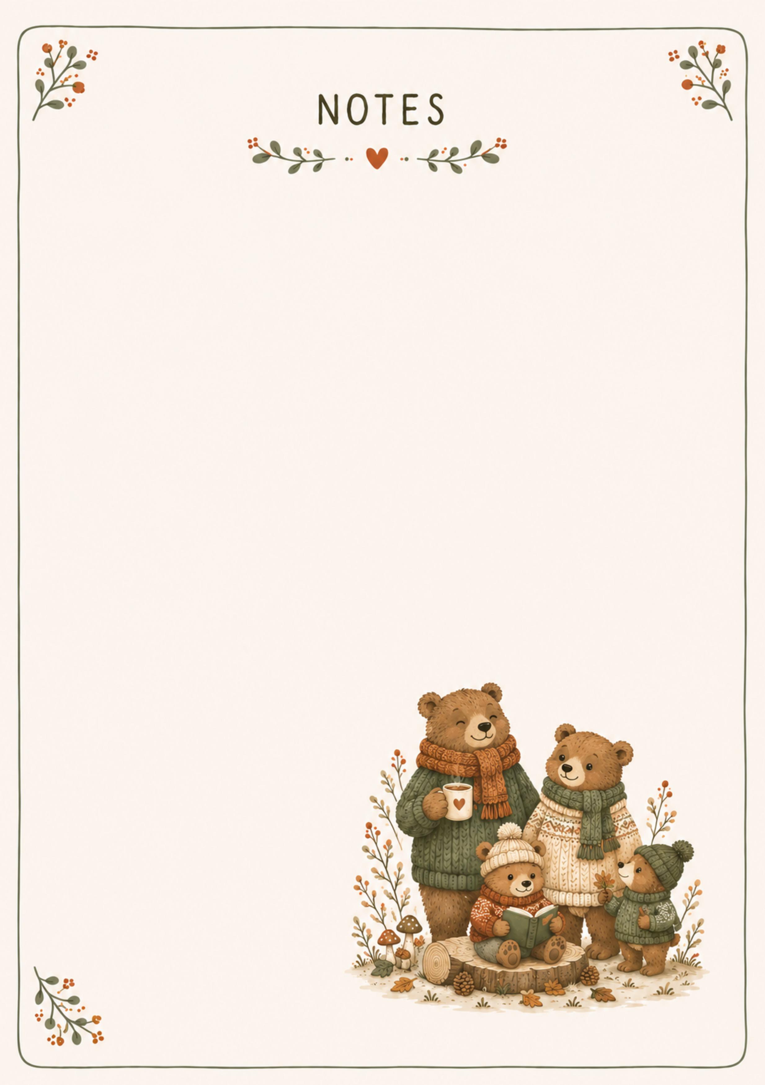 Knitworthy bear family Notepad