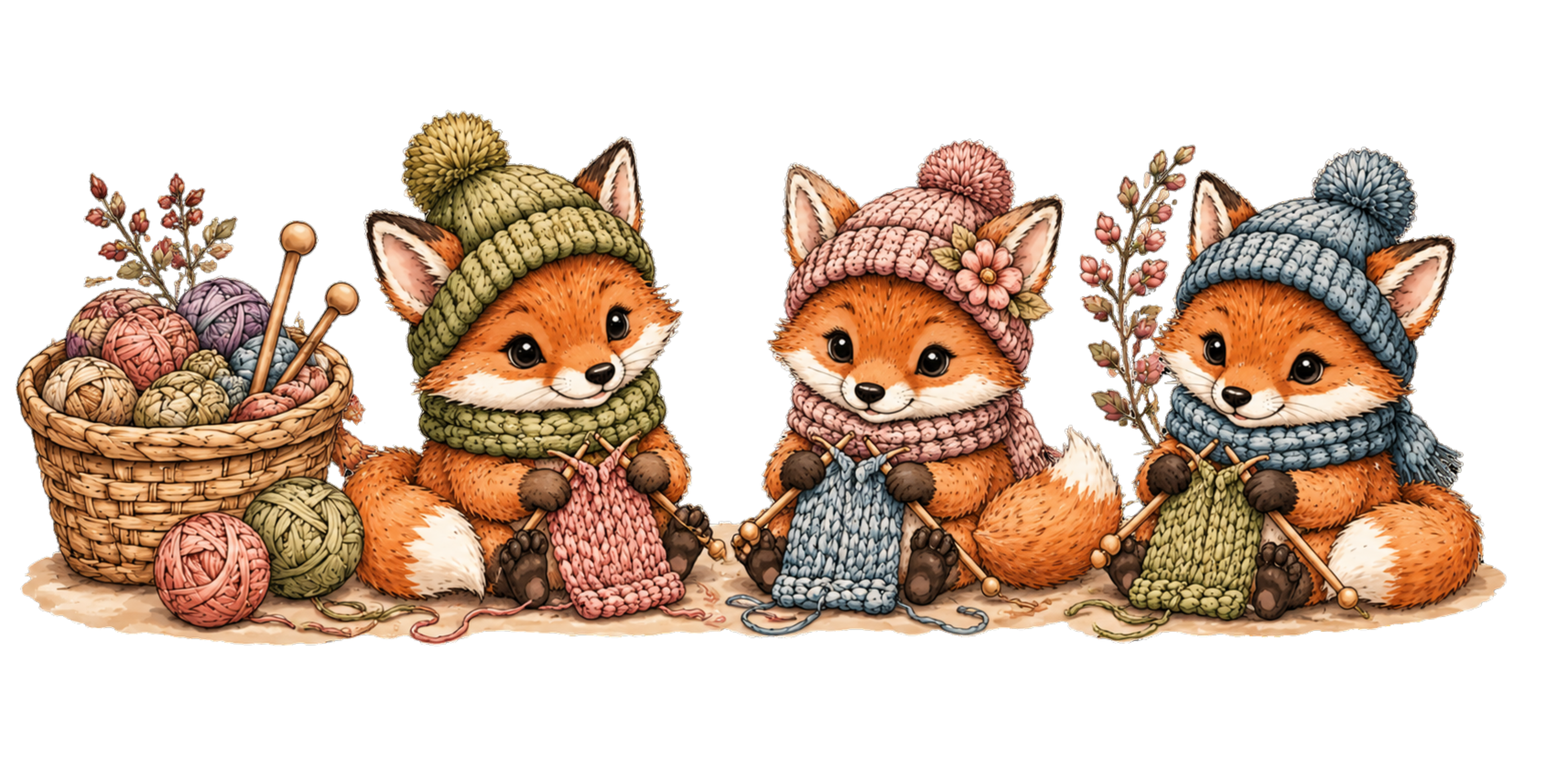 Knitting foxes Enamel mug