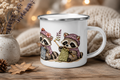 Knitting Racoons Enamel mug