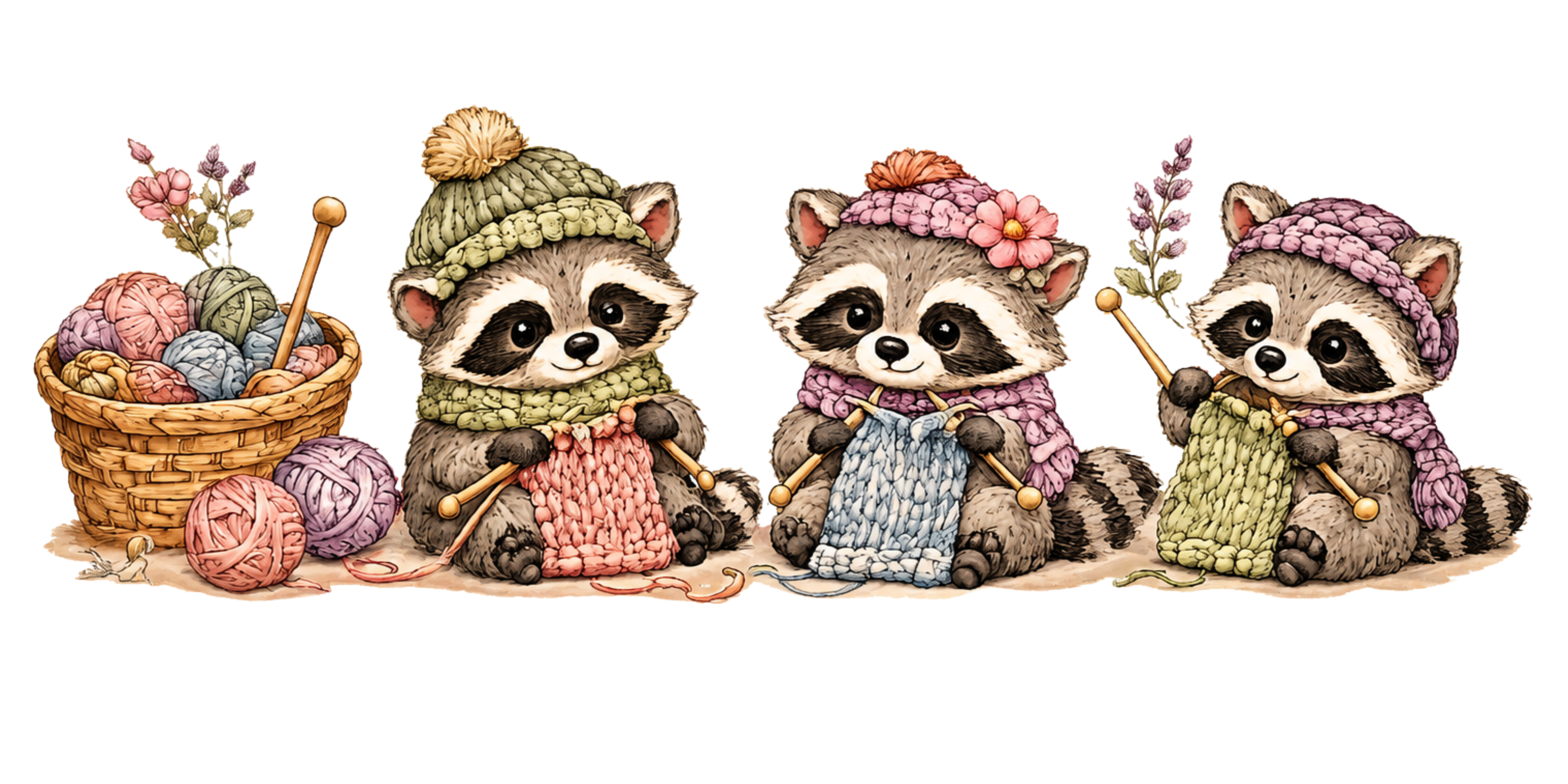 Knitting Racoons Enamel mug