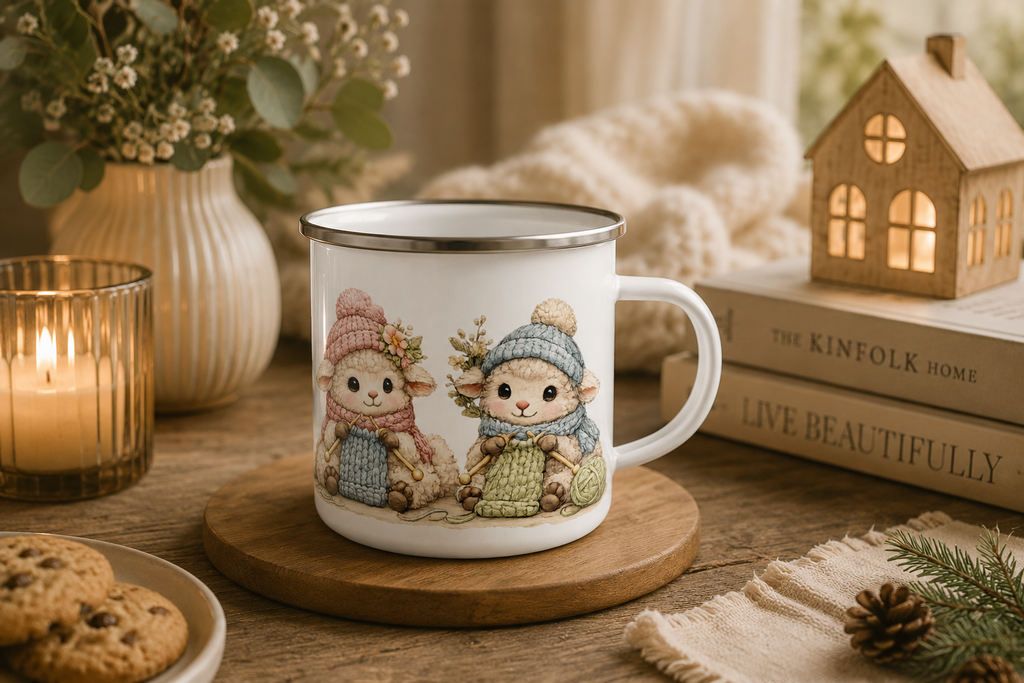Knitting Sheep Enamel mug