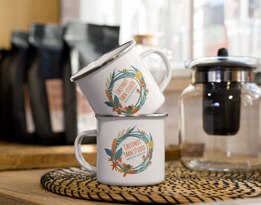 Chestnut Yarn Studio Enamel Mug